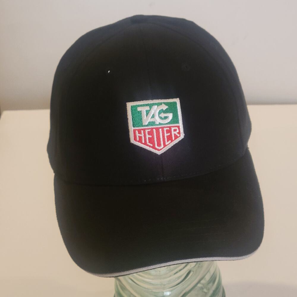 TAG Heuer Watch Black Gray Lip Twill Hat Adjustable Strap Embroidered Racing F1